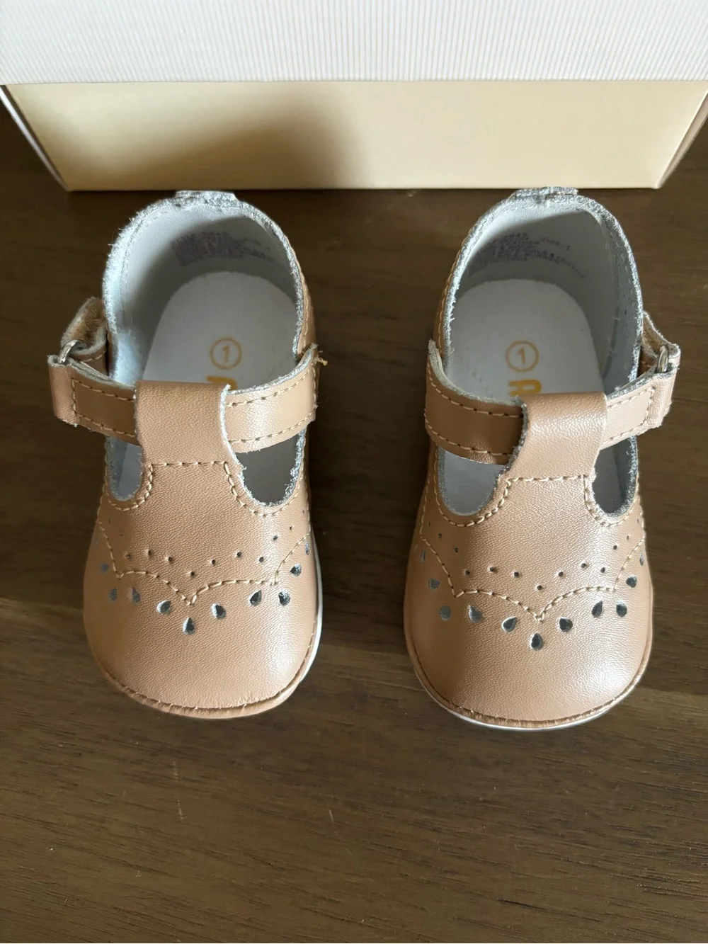 L'Amour Tan Mary Jane Baby Shoes